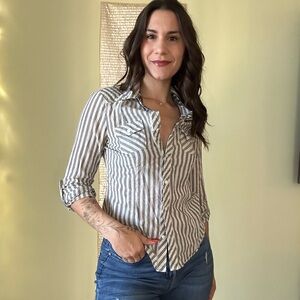 So. Clothing stripped button down shirt